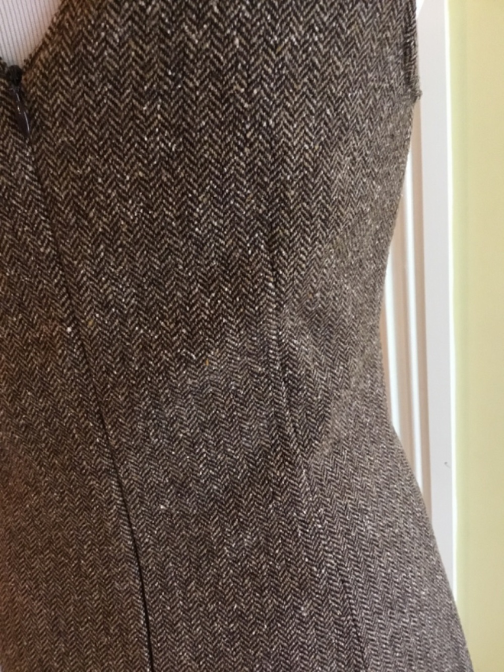 Dolce & Gabbana D&G Brown Herringbone Tweed Fit & Flare Midi Dress - Picture 13 of 14
